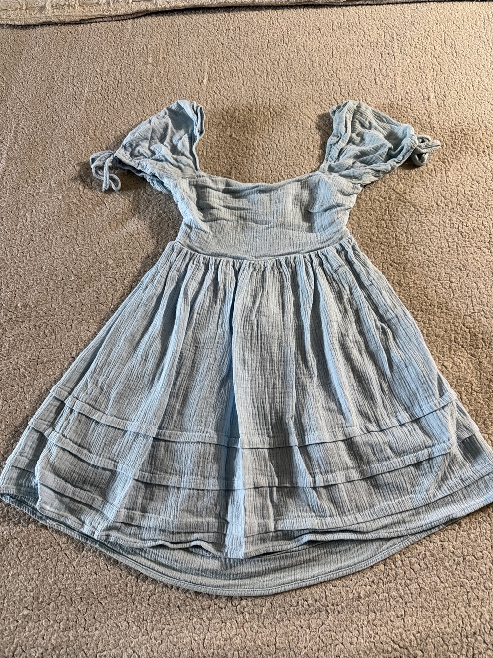 Hello Molly Light Blue Puff Sleeve Babydoll Mini Dress Size XS